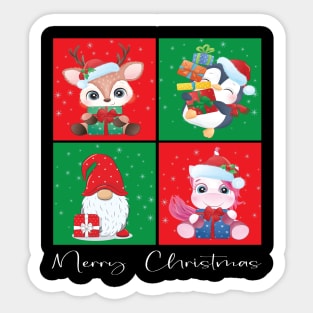 Merry Christmas Reindeer Gnome Penquin Unicorn - Xmas Women Men Design Sticker